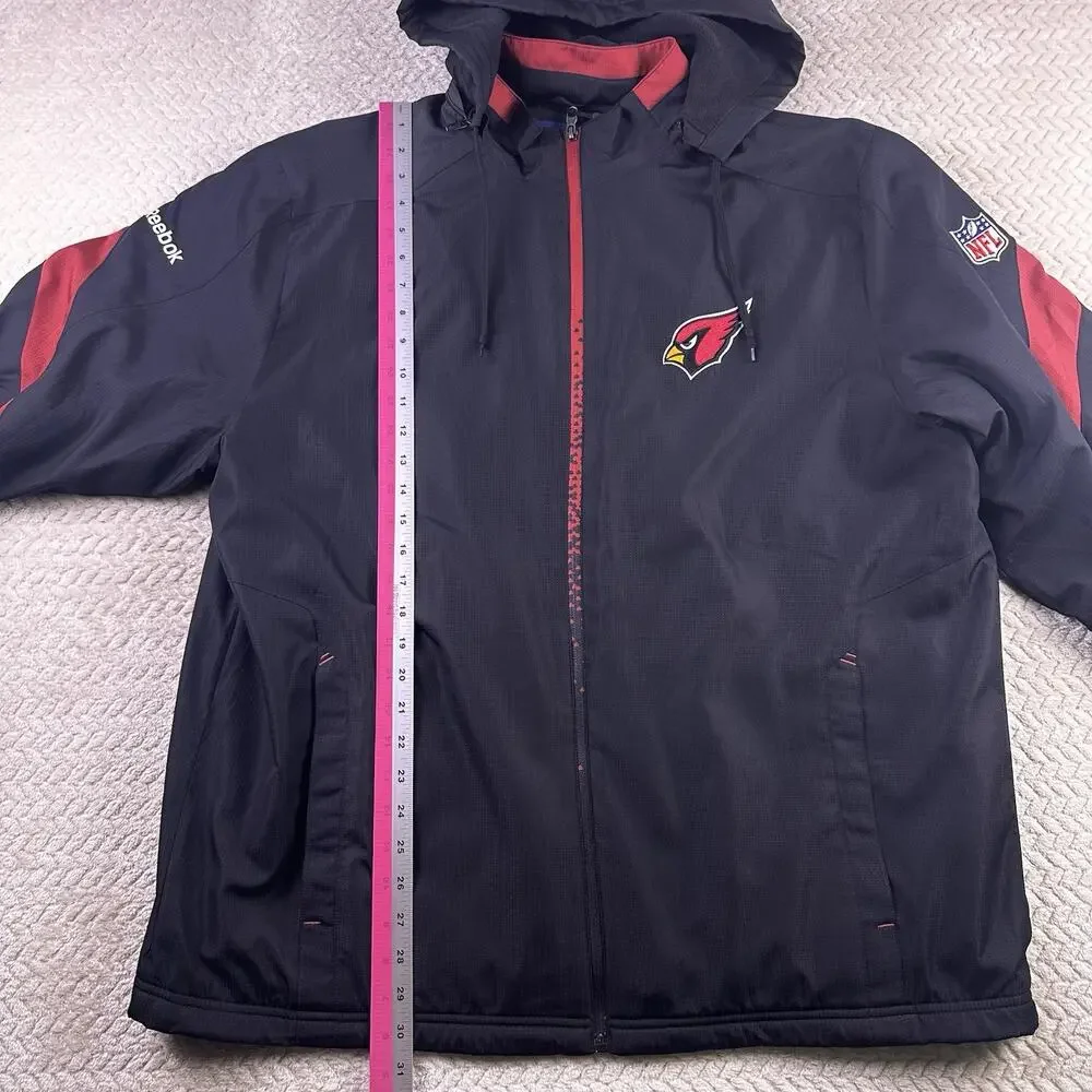 Reebok On‎ Field Arizona Cardinals Zip Up Jacket Size Large Removable Hood